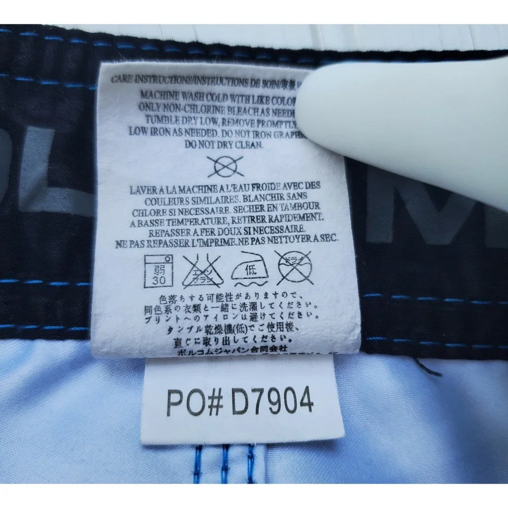 Volcom‎ Mens 34 Blue Wave Print 38th Double Weaver Board Shorts Surf Beach Pool